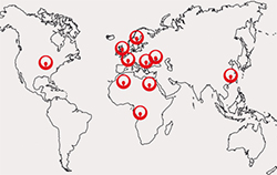 Carte des différents Campus Veolia dans le monde