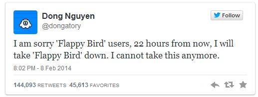 Dong Nguyen annonce la fin de Flappy Bird