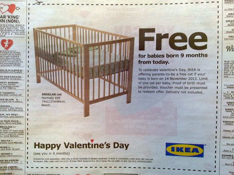 Publicité IKEA pour la Saint Valentin