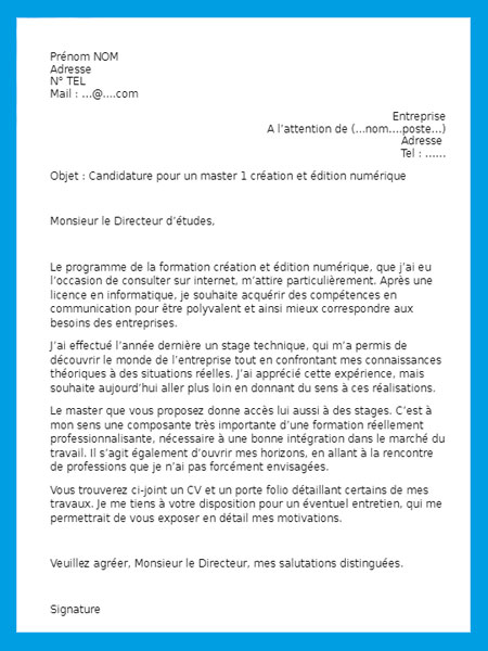 exemple lettre de motivation ecole d'ingenieur post bac