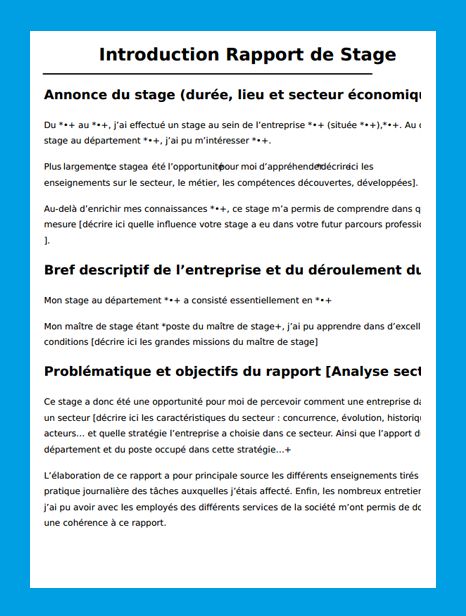 introduction rapport de stage   exemple introduction