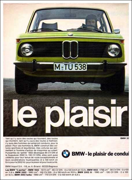 Publicité BMW le plaisir de conduire